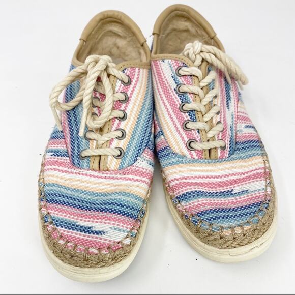 UGG Eyan II Serape Lace Up Pink/Blue Jute low top Sneakers size 6 - Picture 9 of 13